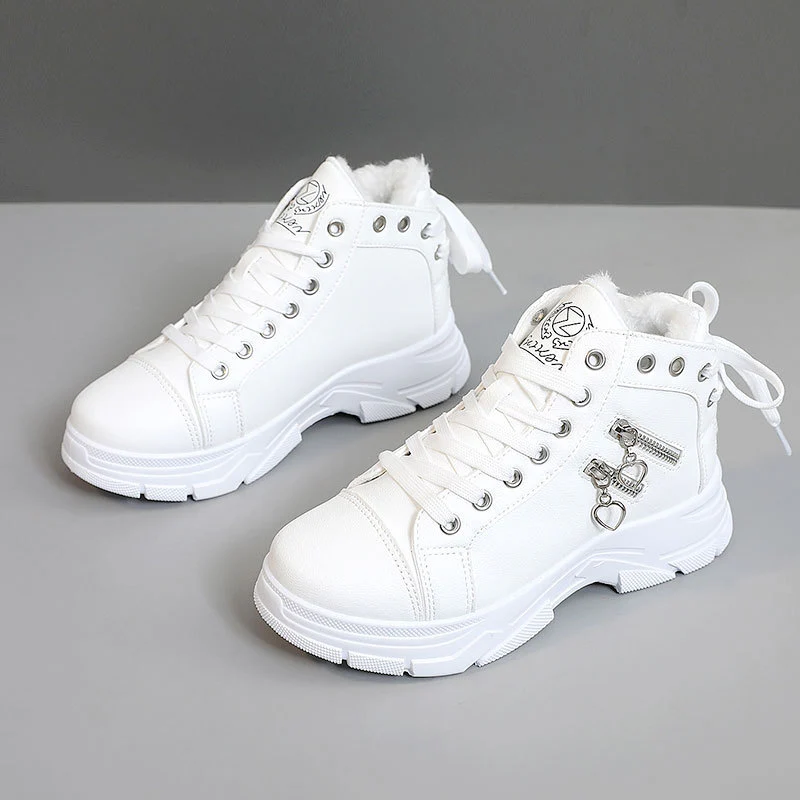 Damen warme High-Top Sneakers mit flauschigem Innenfutter und modischem Design Heidi Mode - Image 2