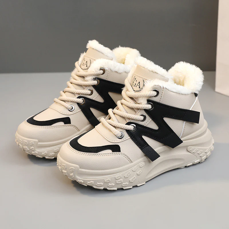 Damen warme High-Top Sneakers mit flauschigem Innenfutter und robuster Profilsohle Heidi Mode - Image 2