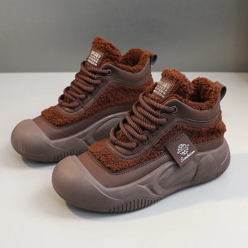 Damen Warme High-Top Sneakers mit flauschigem Innenfutter und rutschfester Sohle Heidi Mode - Image 2