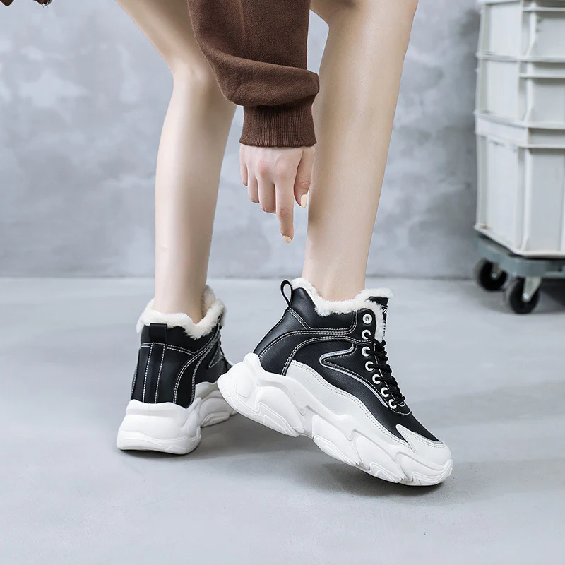 Damen warme High-Top Sneakers mit kuscheligem Innenfutter und robustem Sohlenprofil Heidi Mode - Image 3
