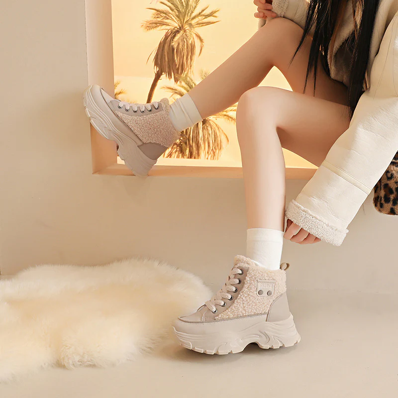 Damen warme High-Top Sneakers mit Teddyfutter Heidi Mode - Image 3