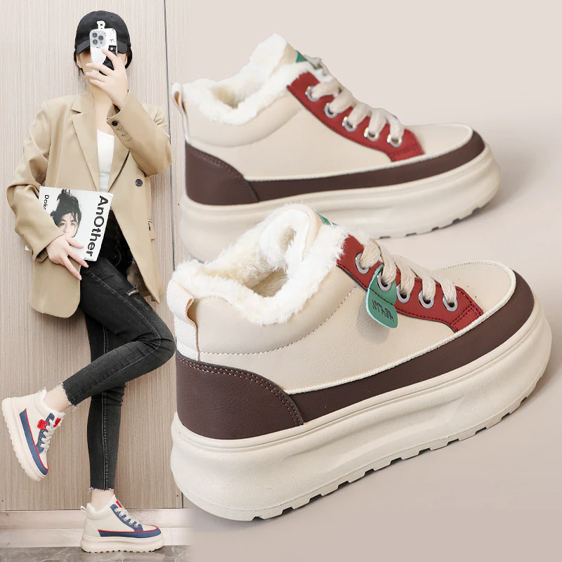 Damen warme und bequeme Sneakers mit flauschigem Innenfutter Heidi Mode