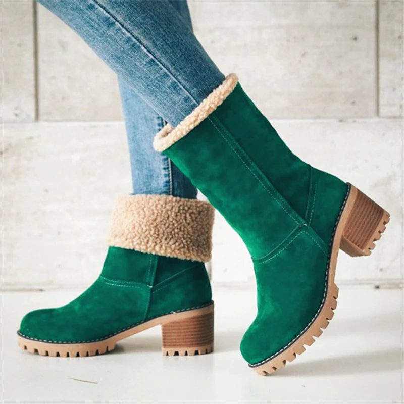Damen warme Winterstiefel mit kuscheligem Kunstfellrand und robuster Profilsohle Heidi Mode - Image 2