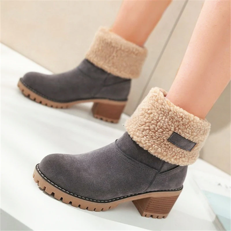 Damen warme Winterstiefel mit kuscheligem Kunstfellrand und robuster Profilsohle Heidi Mode - Image 3