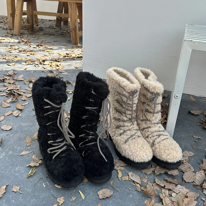 Damen Warmfutter Stiefel mit robuster Sohle und modischem Schnürdesign Heidi Mode - Image 2