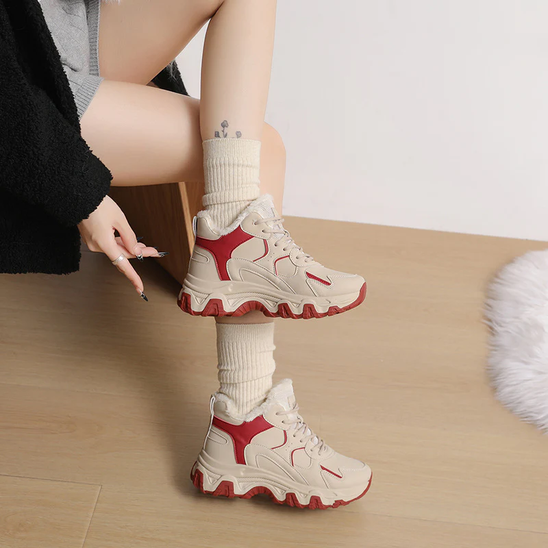 Damen Warmgefütterte High-Top Sneakers mit strapazierfähigem Obermaterial Heidi Mode - Image 4