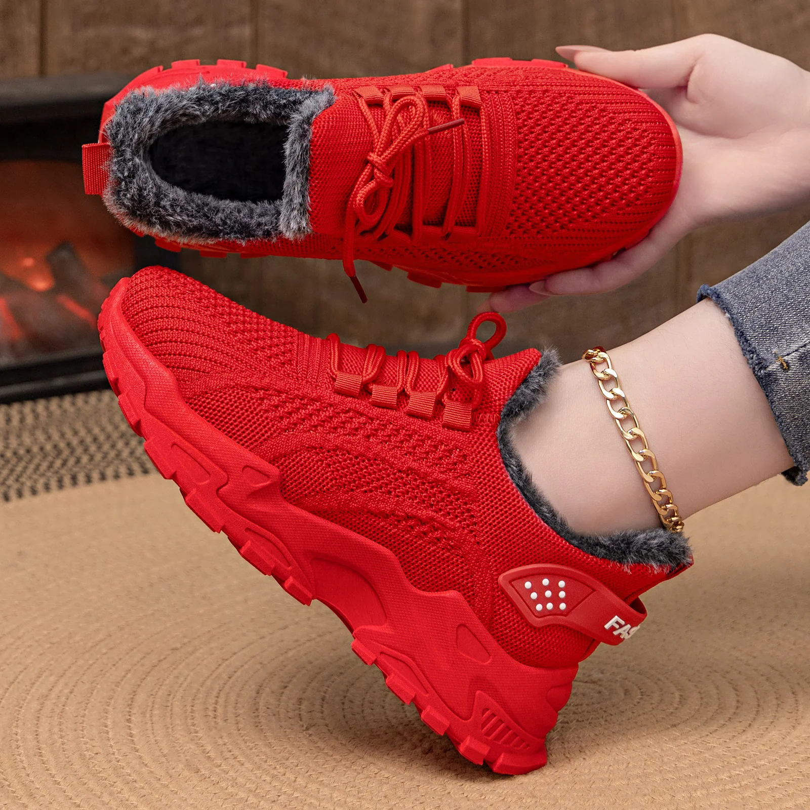 Damen Warmgefütterte Sneakers mit innovativer Strickoberfläche Heidi Mode - Image 10