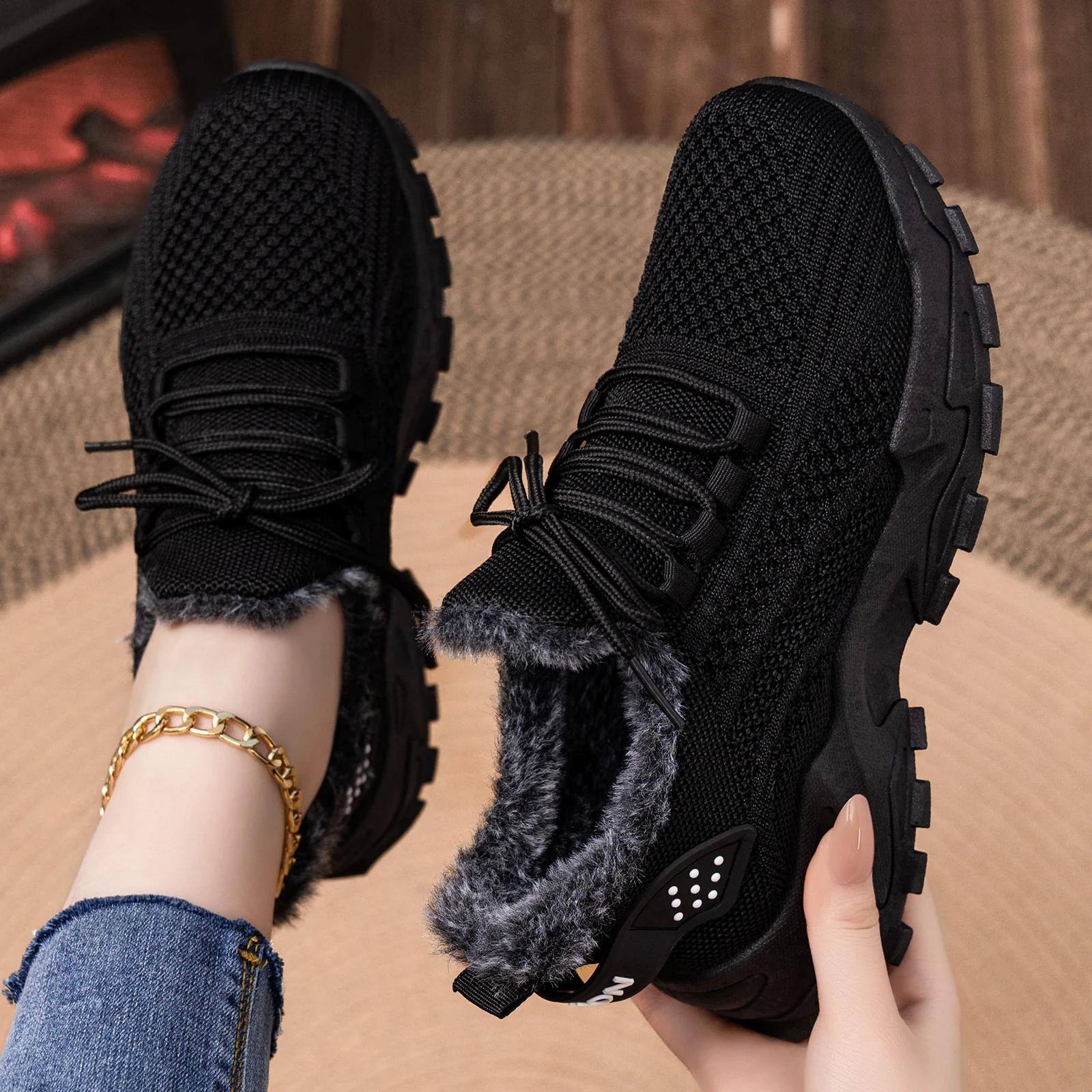 Damen Warmgefütterte Sneakers mit innovativer Strickoberfläche Heidi Mode - Image 3