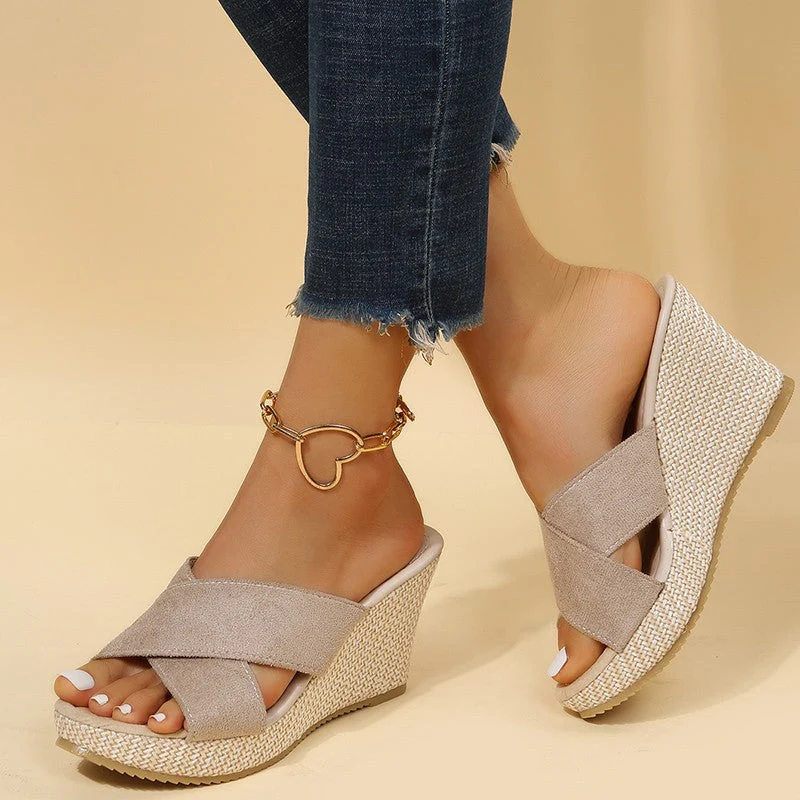 Damen Wedge-Pantoletten mit Elegantem Querriemen und Rutschfester Sohle Heidi-Mode - Image 2