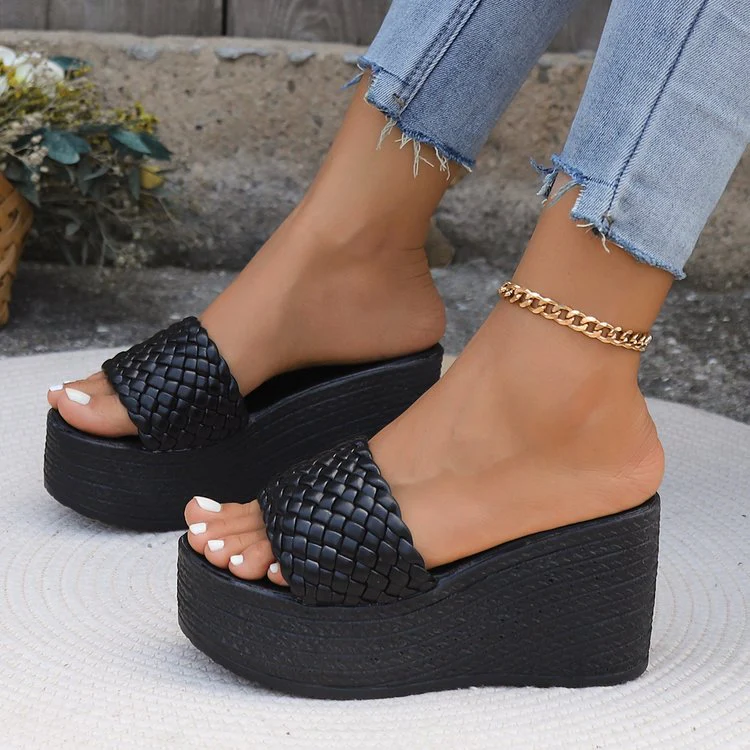 Damen Wedge-Pantoletten mit Geflochtenem Obermaterial und Komfortabler Sohle Heidi-Mode - Image 2