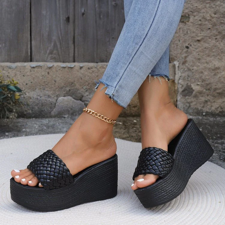 Damen Wedge-Pantoletten mit Geflochtenem Obermaterial und Komfortabler Sohle Heidi-Mode - Image 3