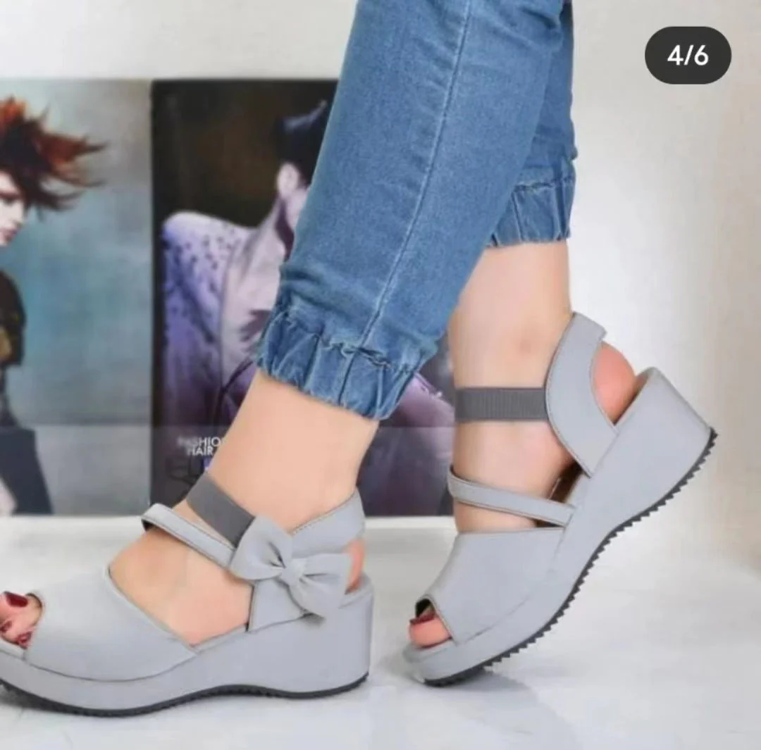 Damen Wedge-Sandalen mit Eleganter Schleifenapplikation und Rutschfester Sohle Heidi-Mode - Image 3