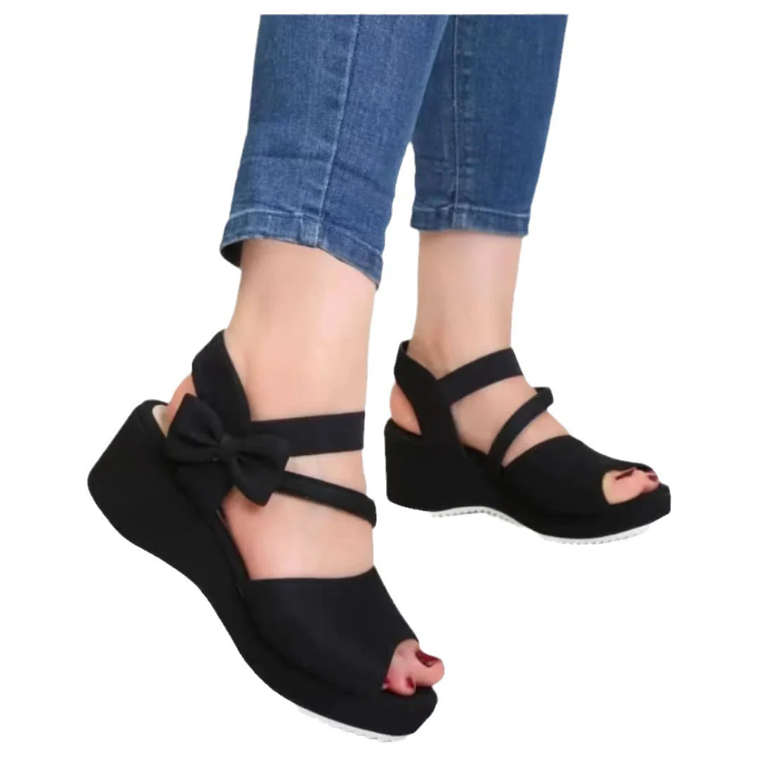 Damen Wedge-Sandalen mit Eleganter Schleifenapplikation und Rutschfester Sohle Heidi-Mode - Image 4