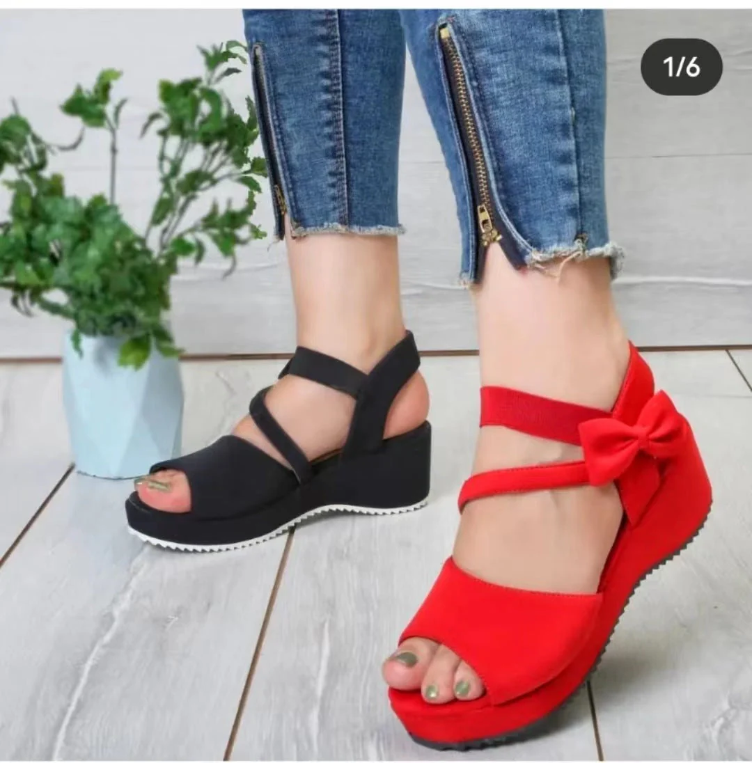 Damen Wedge-Sandalen mit Eleganter Schleifenapplikation und Rutschfester Sohle Heidi-Mode - Image 9