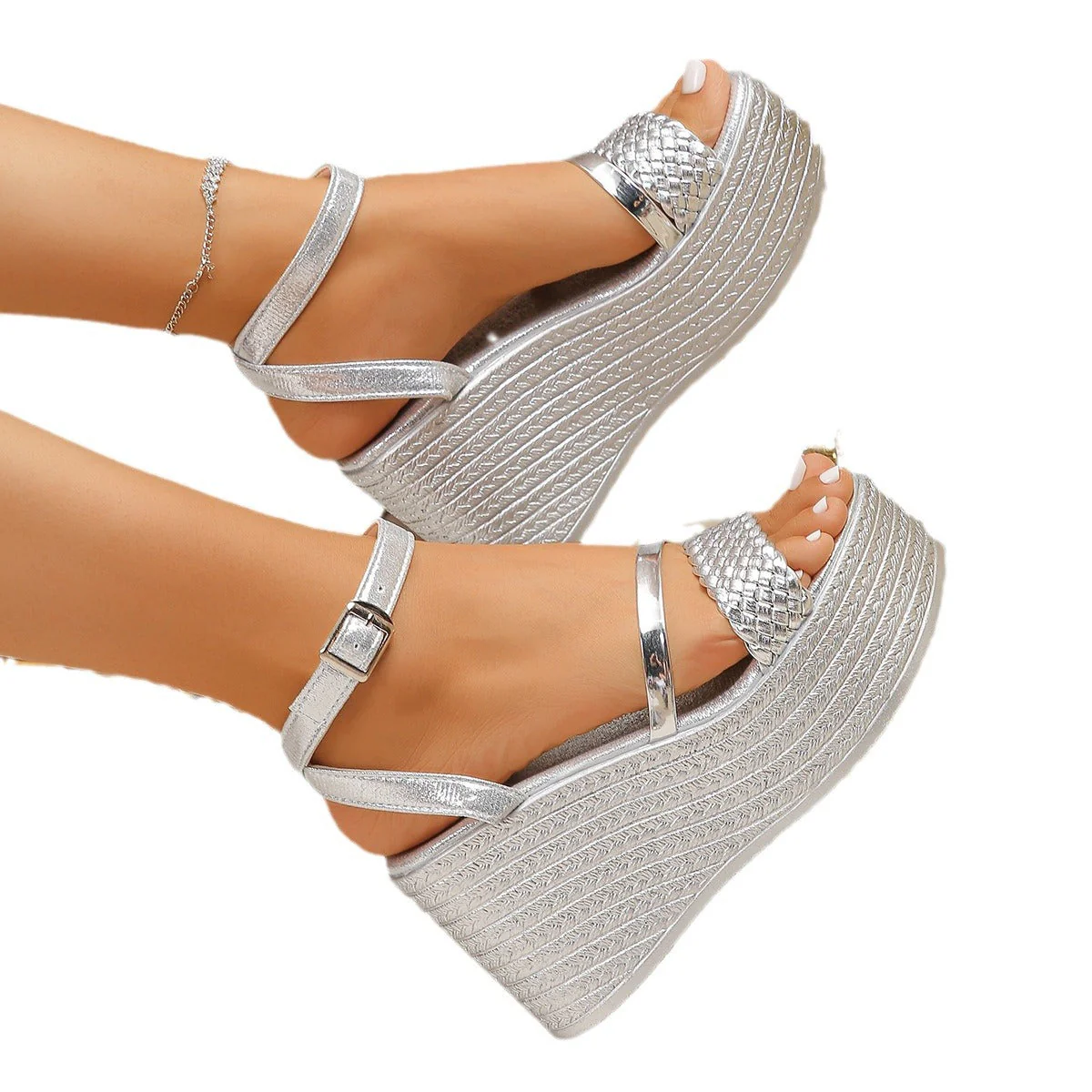 Damen Wedge-Sandalen mit Hebenem Plateau und Atmungsaktiver Obermaterial Heidi-Mode - Image 5
