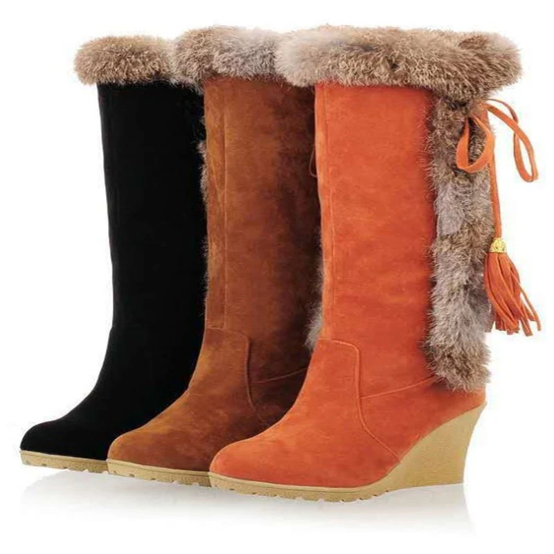Damen Wedge-Stiefel mit kuscheligem Kunstfell und modischen Quasten Heidi Mode - Image 2