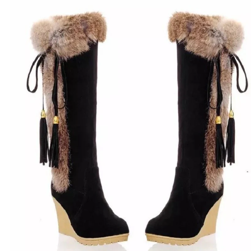 Damen Wedge-Stiefel mit kuscheligem Kunstfell und modischen Quasten Heidi Mode - Image 6