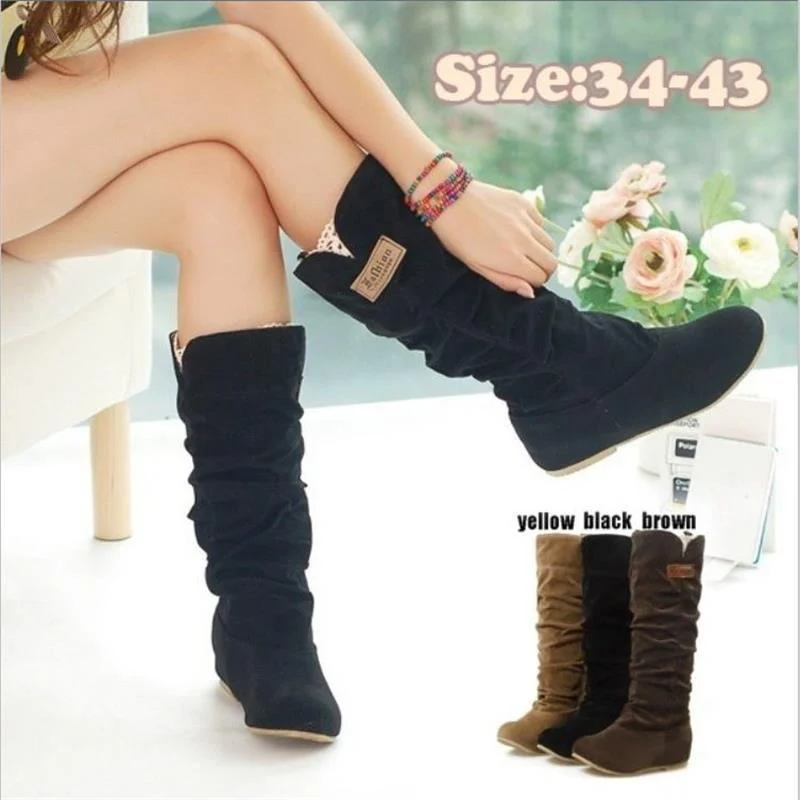 Damen Wedge-Stiefel mit modischer Rüschenstruktur und bequemem Innenfutter Heidi Mode - Image 2