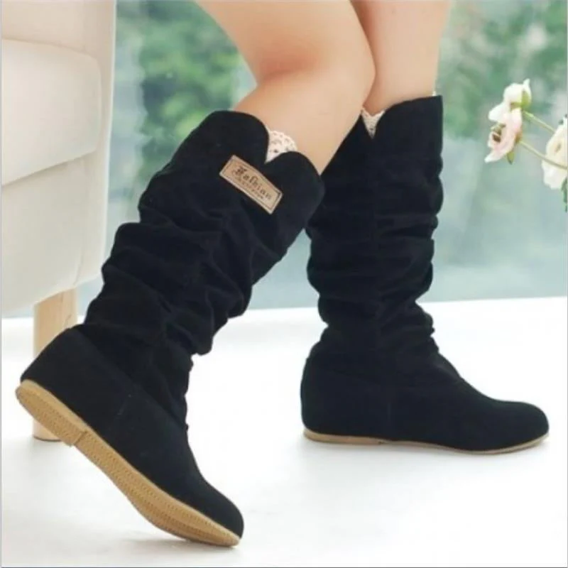 Damen Wedge-Stiefel mit modischer Rüschenstruktur und bequemem Innenfutter Heidi Mode - Image 4