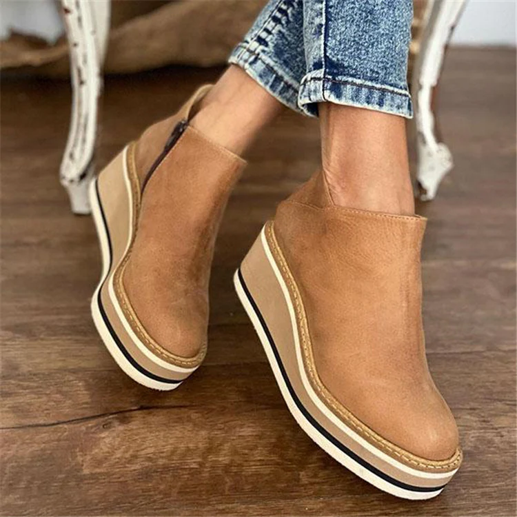 Damen Wedge-Stiefeletten mit hochwertiger Lederspitze und rutschfester Sohle Heidi Mode - Image 3