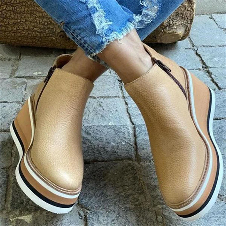 Damen Wedge-Stiefeletten mit hochwertiger Lederspitze und rutschfester Sohle Heidi Mode - Image 4