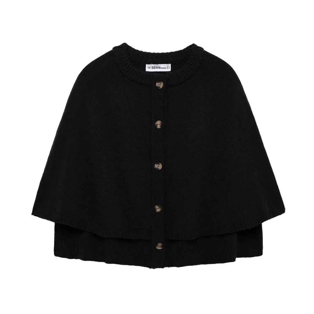 Damen Weiches Strick-Cape mit Knöpfen Heidi-Mode - Image 6