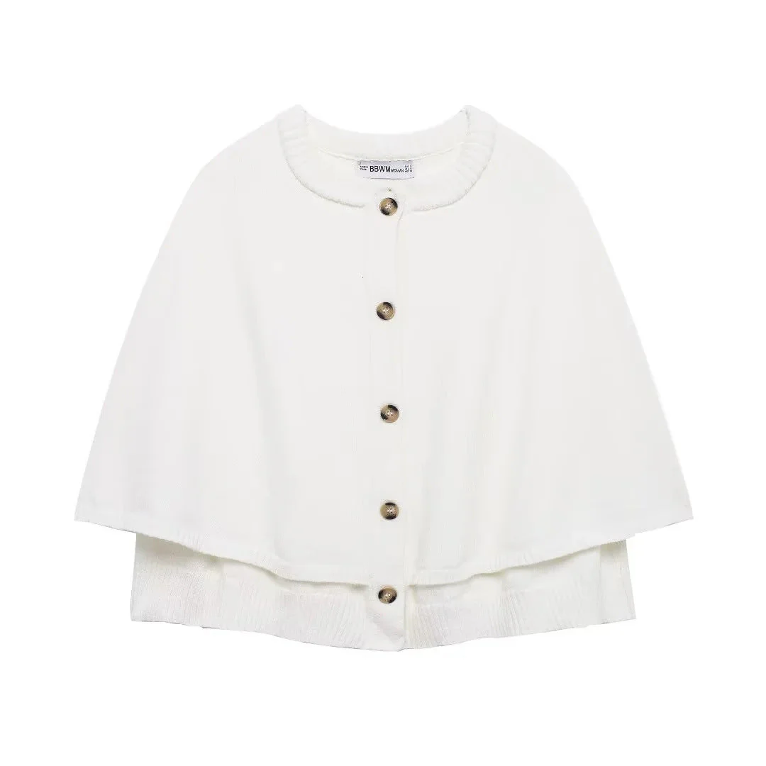 Damen Weiches Strick-Cape mit Knöpfen Heidi-Mode - Image 7