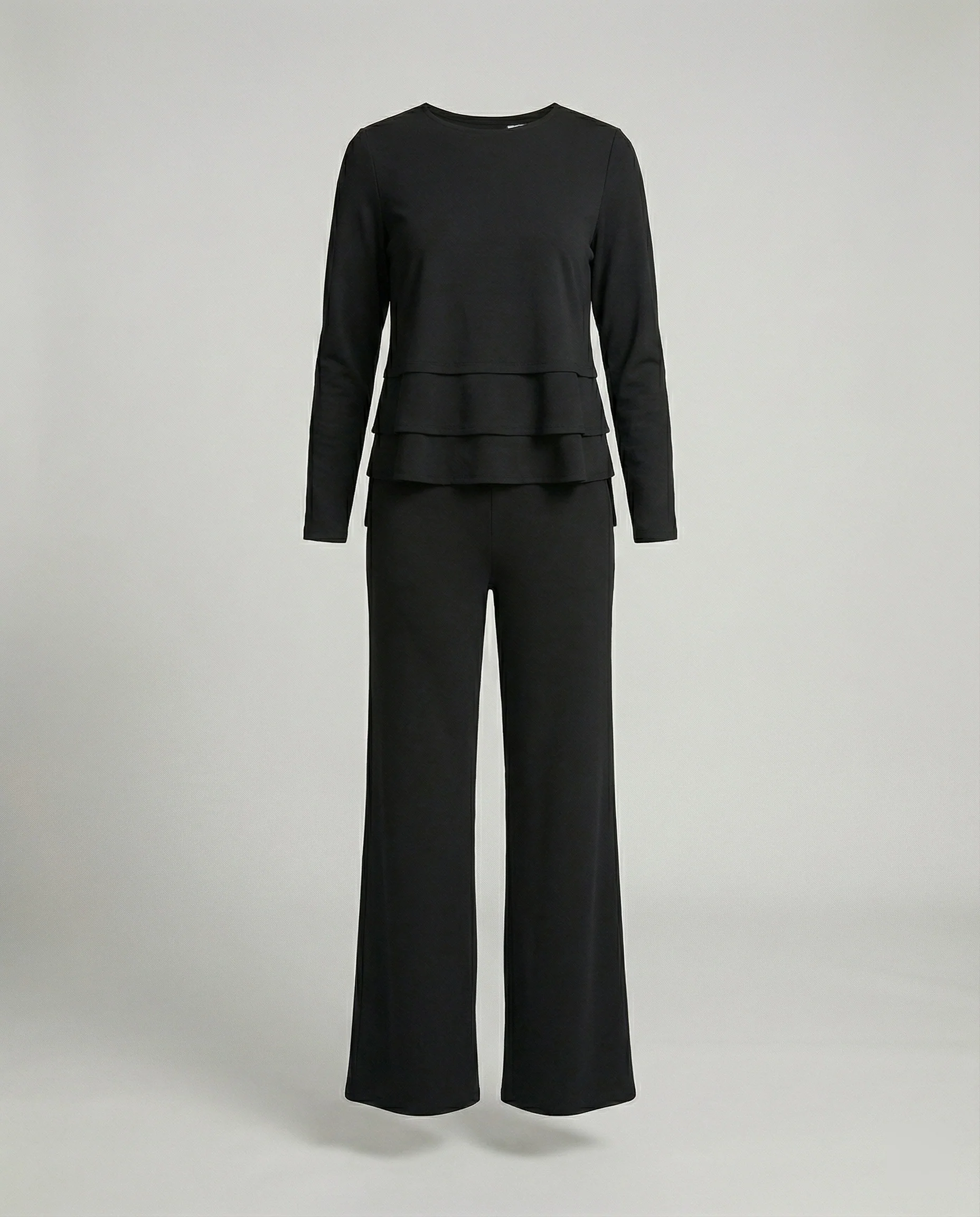 Damen Weiße Strickjacke Polo Stil Zweiteiliges Lounge-Set mit weitem Hosenbein und Oversize-Oberteil Heidi Mode - Image 4