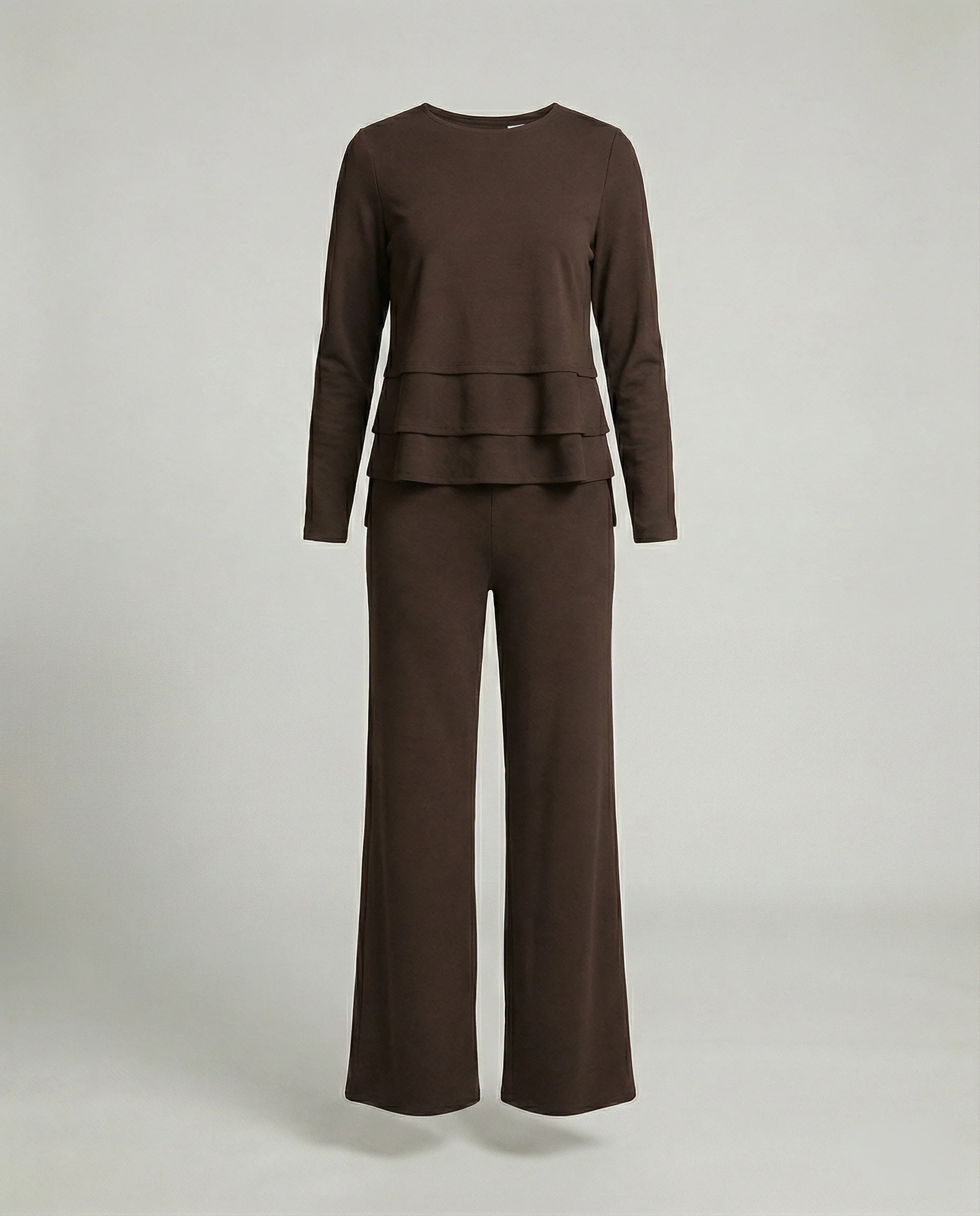 Damen Weiße Strickjacke Polo Stil Zweiteiliges Lounge-Set mit weitem Hosenbein und Oversize-Oberteil Heidi Mode - Image 5