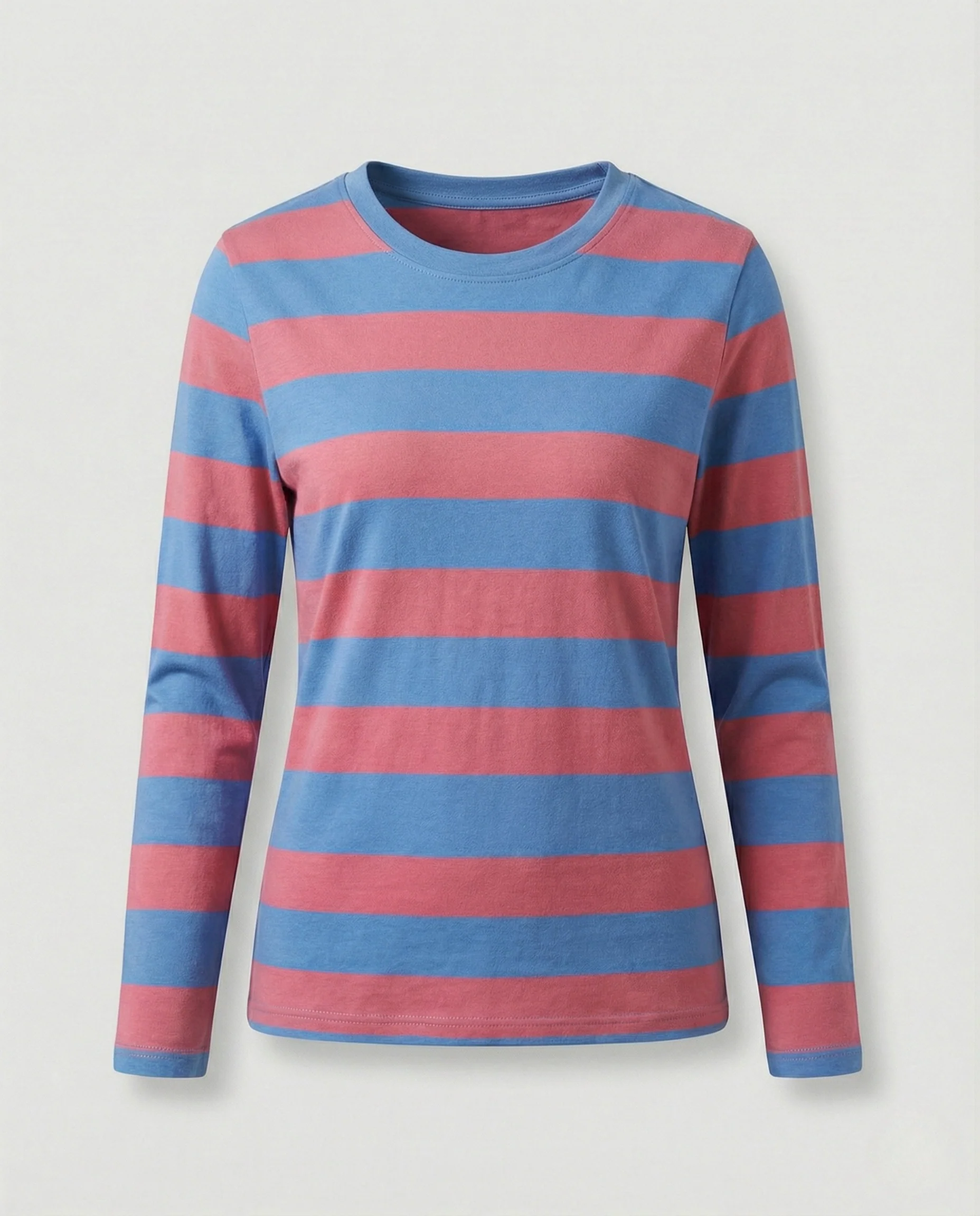 Damen Weißer Strickpullover Slim Fit gestreiftes Langarmshirt aus feinem Baumwolljersey mit Rundhals und schmaler Silhouette Heidi Mode - Image 12