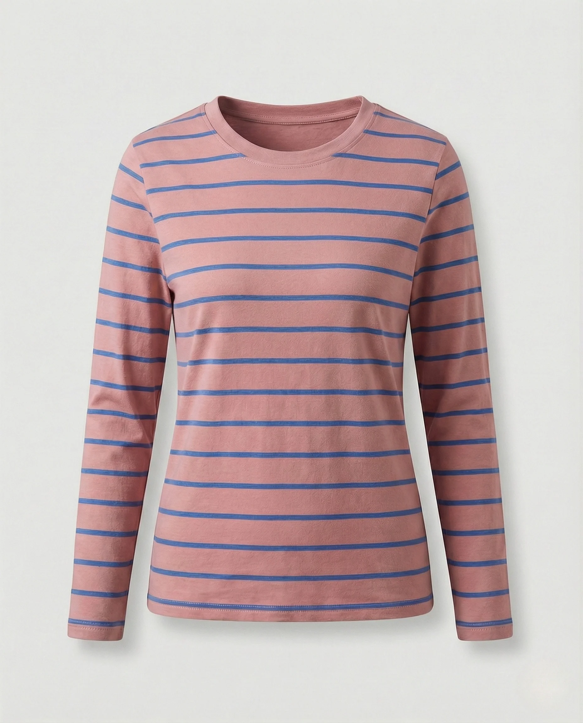 Damen Weißer Strickpullover Slim Fit gestreiftes Langarmshirt aus feinem Baumwolljersey mit Rundhals und schmaler Silhouette Heidi Mode - Image 18