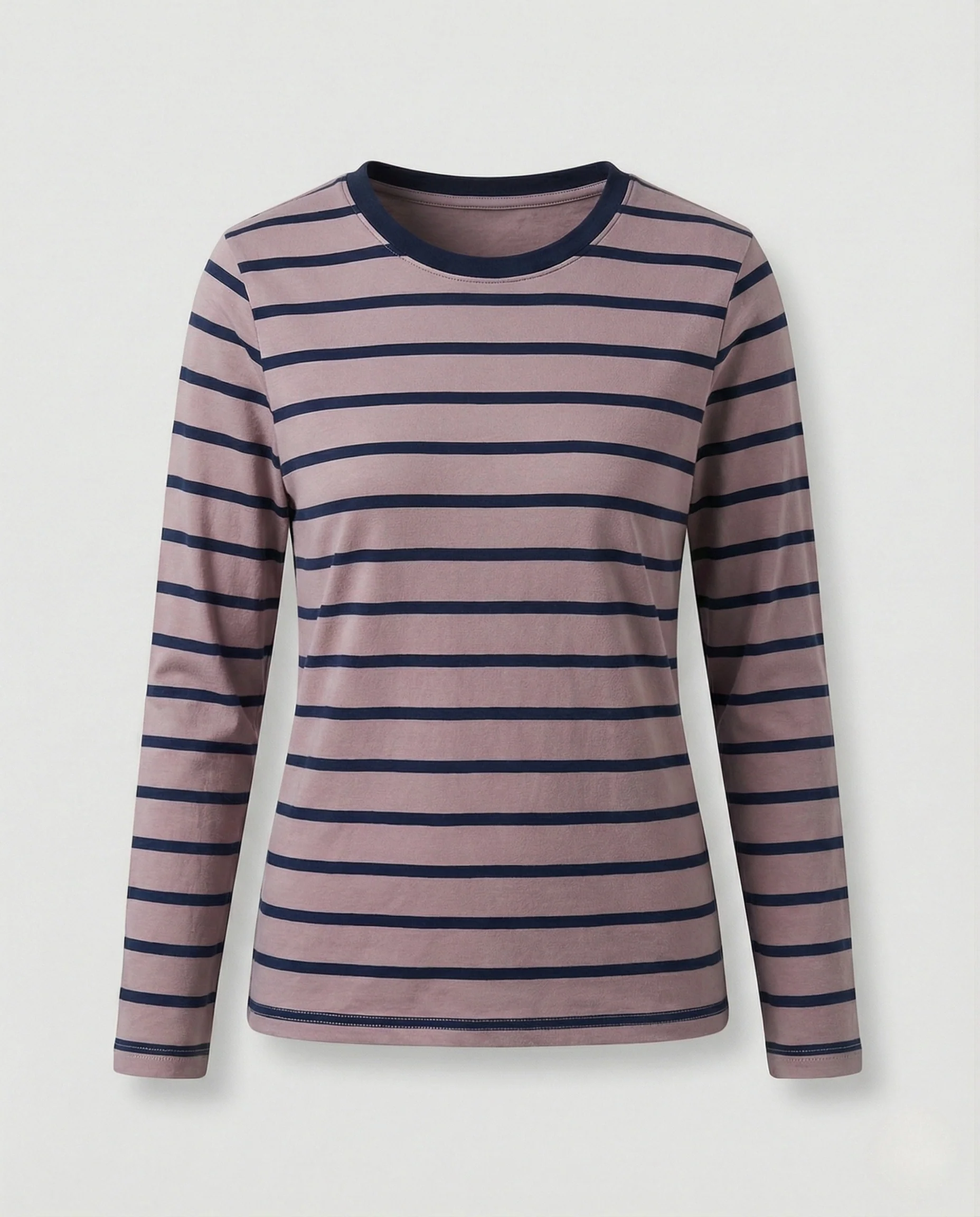 Damen Weißer Strickpullover Slim Fit gestreiftes Langarmshirt aus feinem Baumwolljersey mit Rundhals und schmaler Silhouette Heidi Mode - Image 19