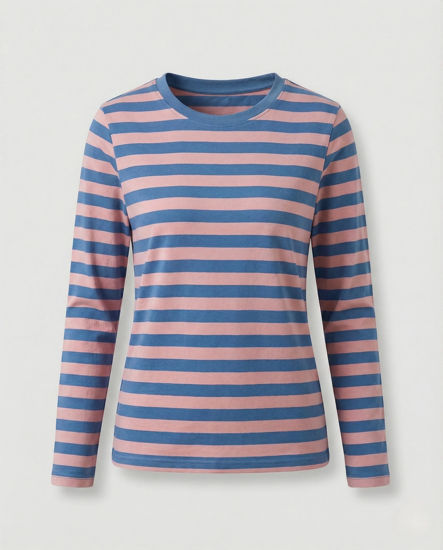 Damen Weißer Strickpullover Slim Fit gestreiftes Langarmshirt aus feinem Baumwolljersey mit Rundhals und schmaler Silhouette Heidi Mode - Image 20