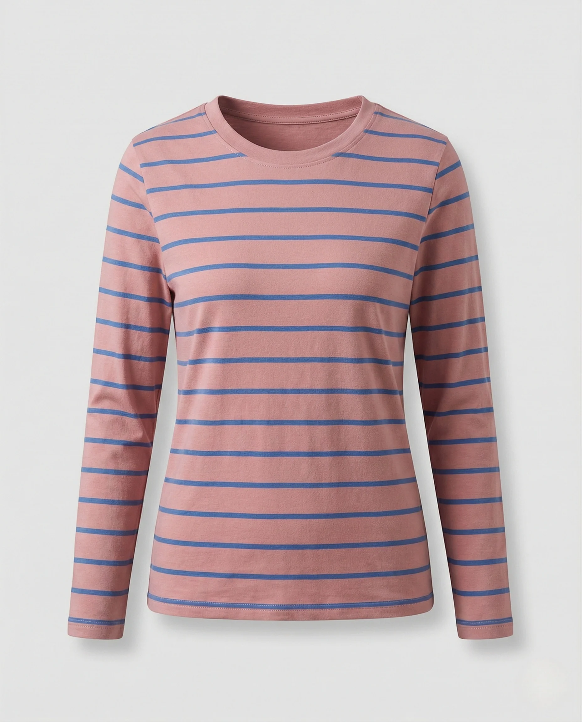 Damen Weißer Strickpullover Slim Fit gestreiftes Langarmshirt aus feinem Baumwolljersey mit Rundhals und schmaler Silhouette Heidi Mode - Image 5