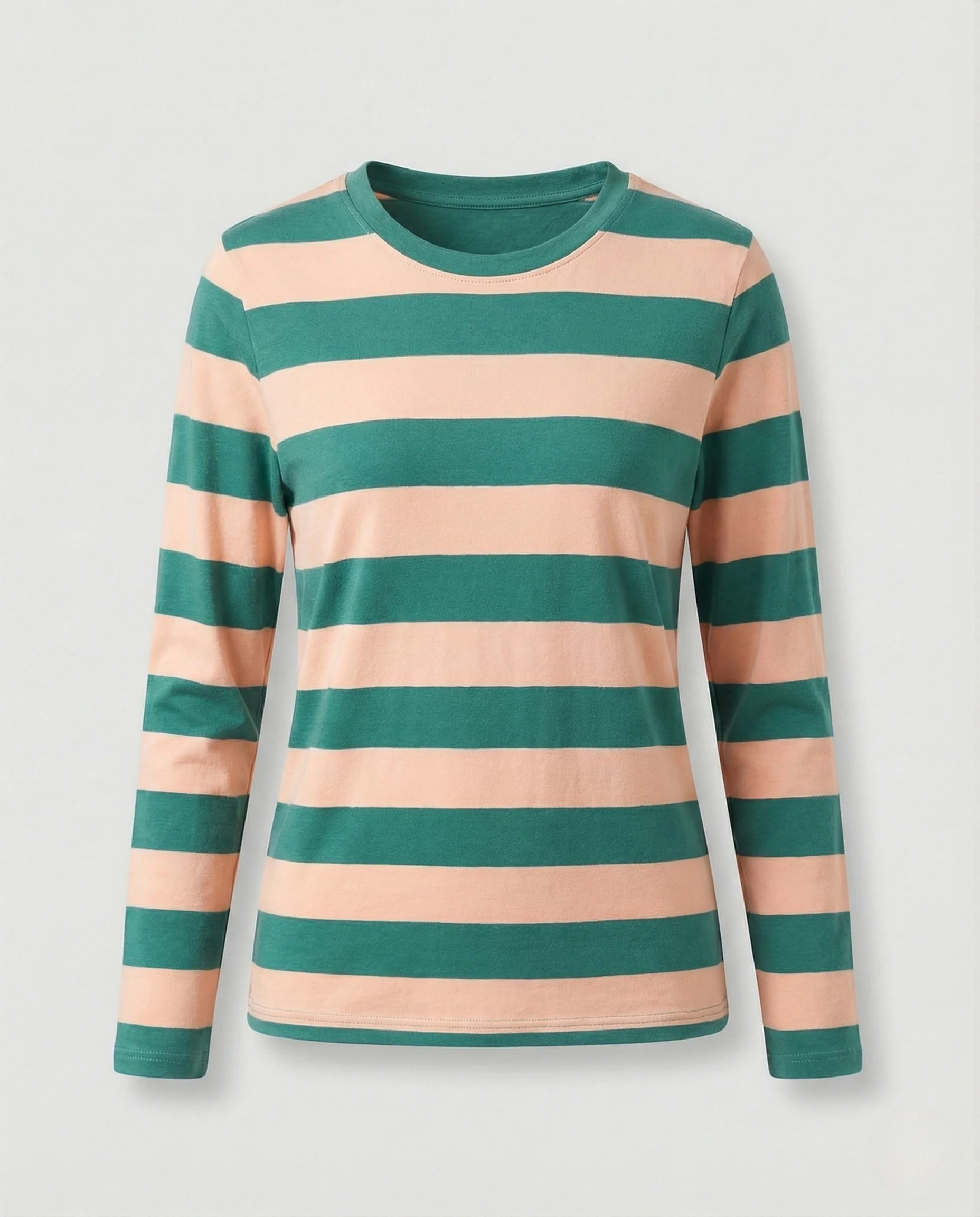 Damen Weißer Strickpullover Slim Fit gestreiftes Langarmshirt aus feinem Baumwolljersey mit Rundhals und schmaler Silhouette Heidi Mode - Image 7