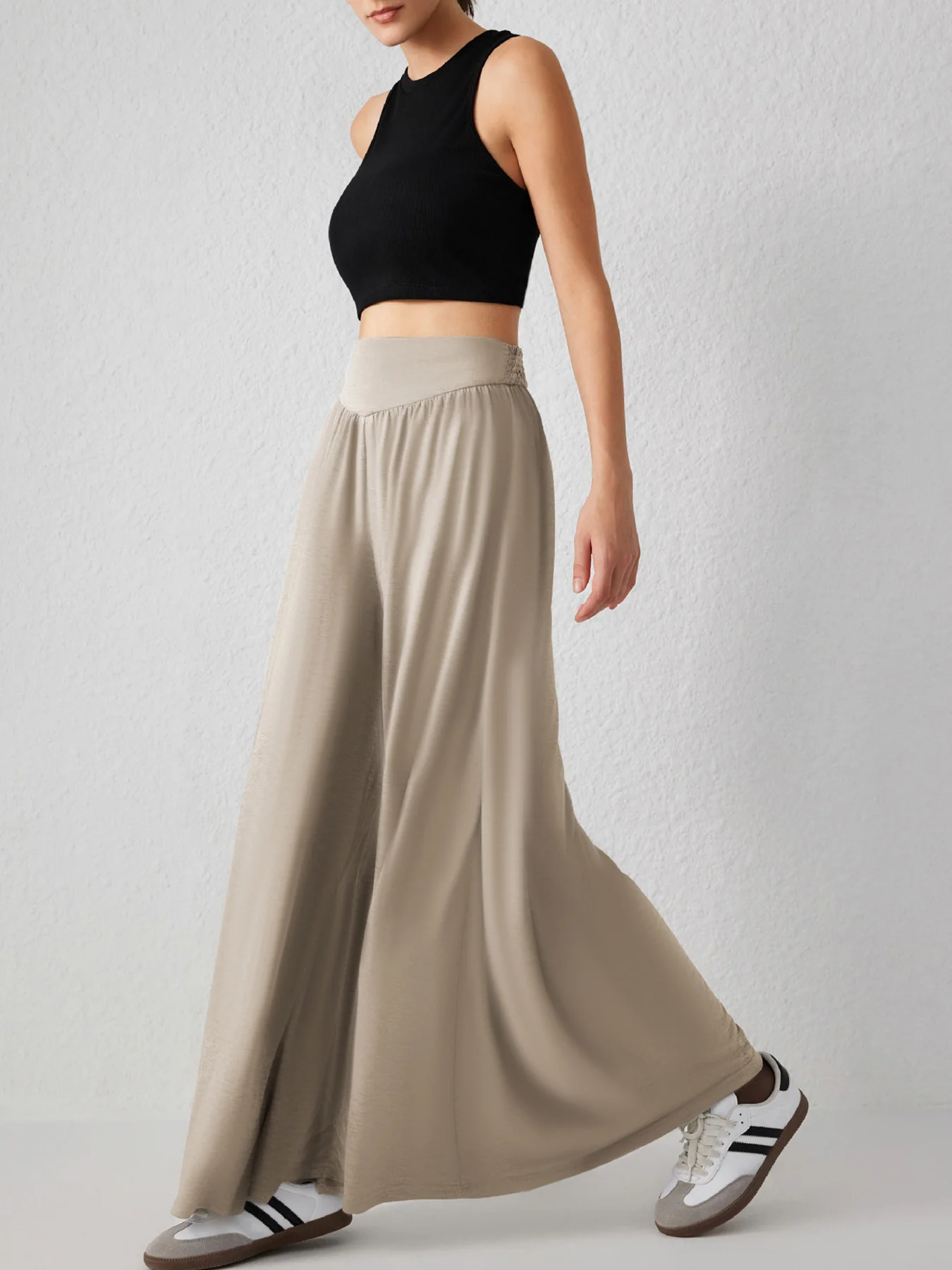 Damen Weit geschnittene Jersey-Hose mit elastischer Taille und elegantem Fall Heidi-Mode - Image 10