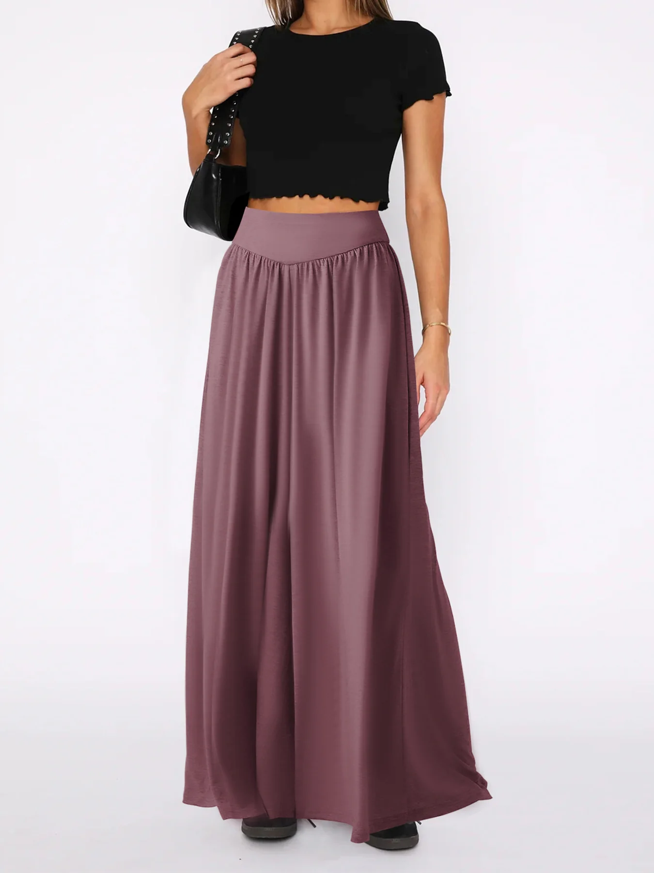 Damen Weit geschnittene Jersey-Hose mit elastischer Taille und elegantem Fall Heidi-Mode - Image 8