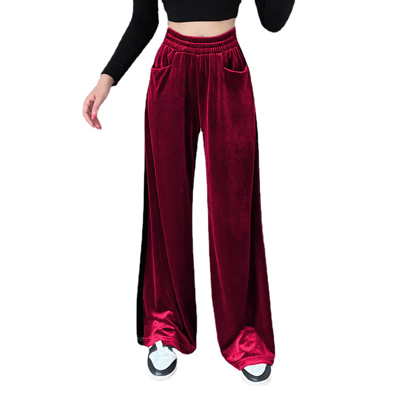 Damen Weit geschnittene Samthose mit Elastikbund und praktischen Taschen Heidi-Mode - Image 4