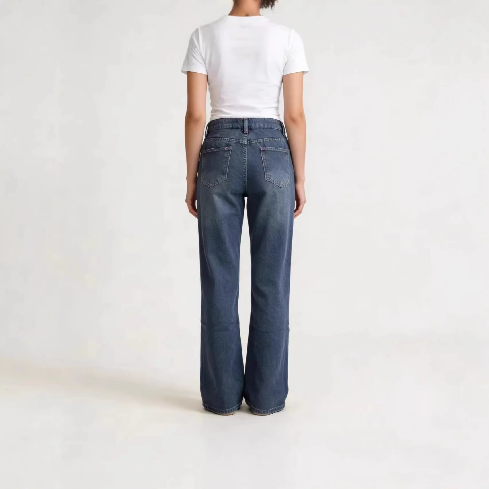 Damen Weite Stretch-Jeans mit High-Waist Passform - Image 3