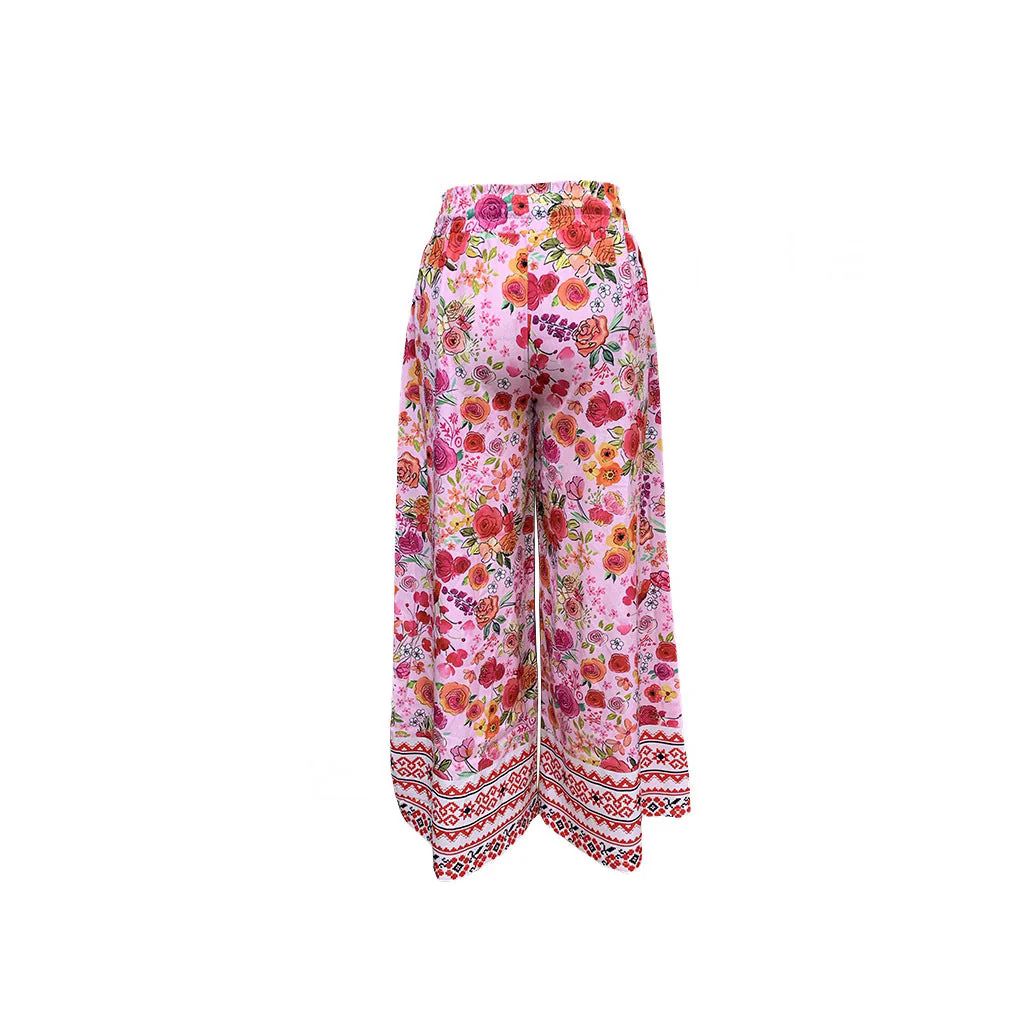 Damen Weite Blumenhose mit Elastischem Bund und Praktischen Taschen Heidi-Mode - Image 4