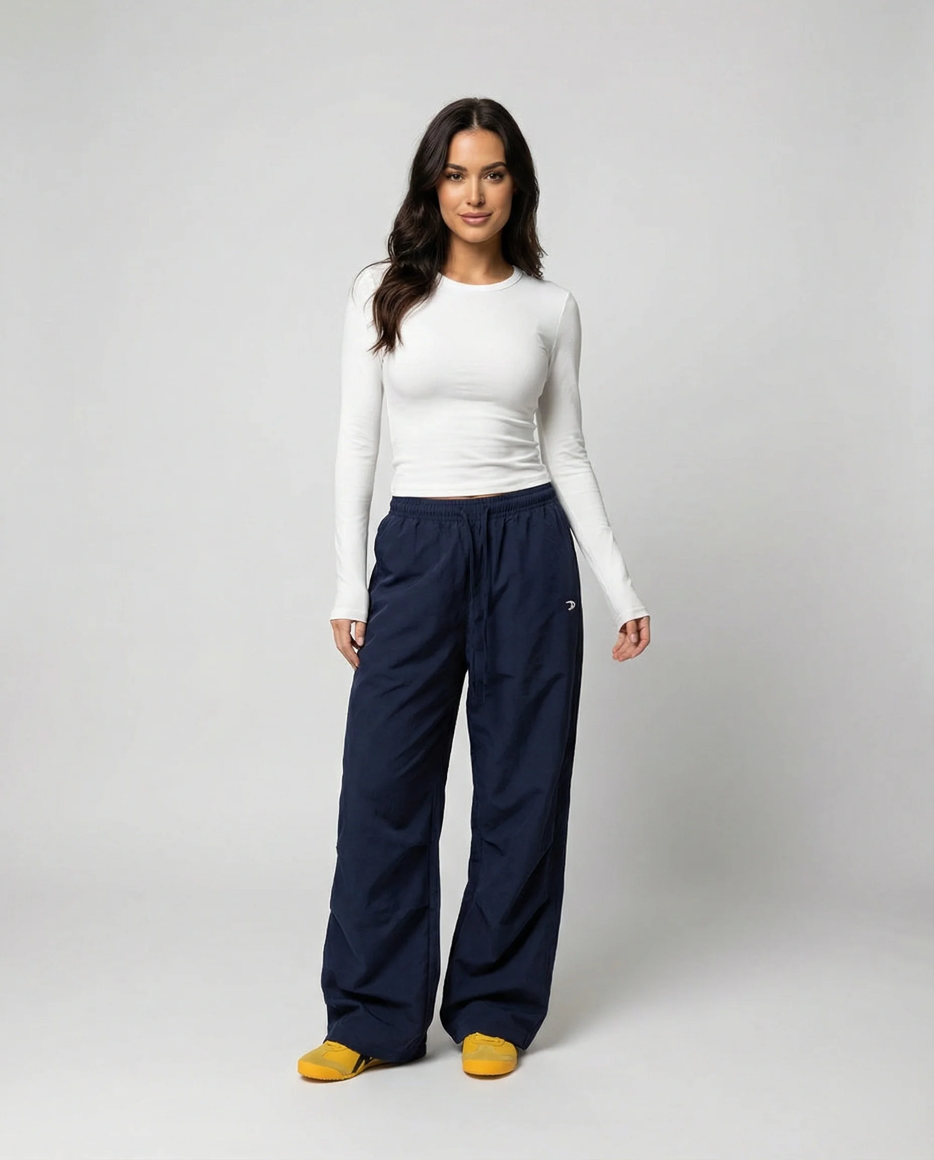 Damen weite Bundhose mit elastischem Tunnelzug langen Schlagbeinen und seitlicher Teilungsnaht Heidi-Mode - Image 2