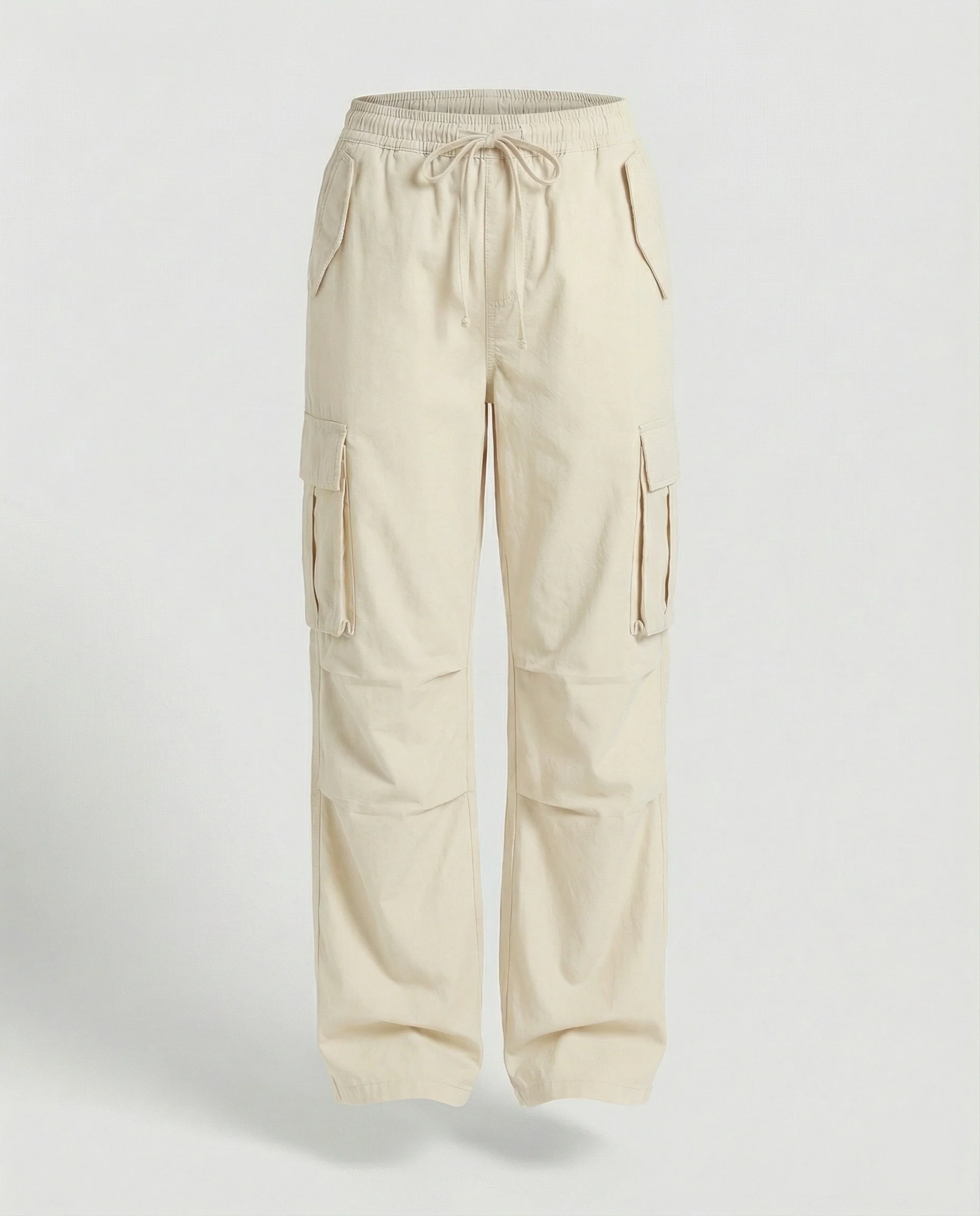 Damen weite Cargo-Hose im Retro-Utility-Stil mit hochgeschnittenem Bund Tunnelzug Mehrfachklappentaschen und verstellbaren Seitenschlaufen Heidi-Mode - Image 6