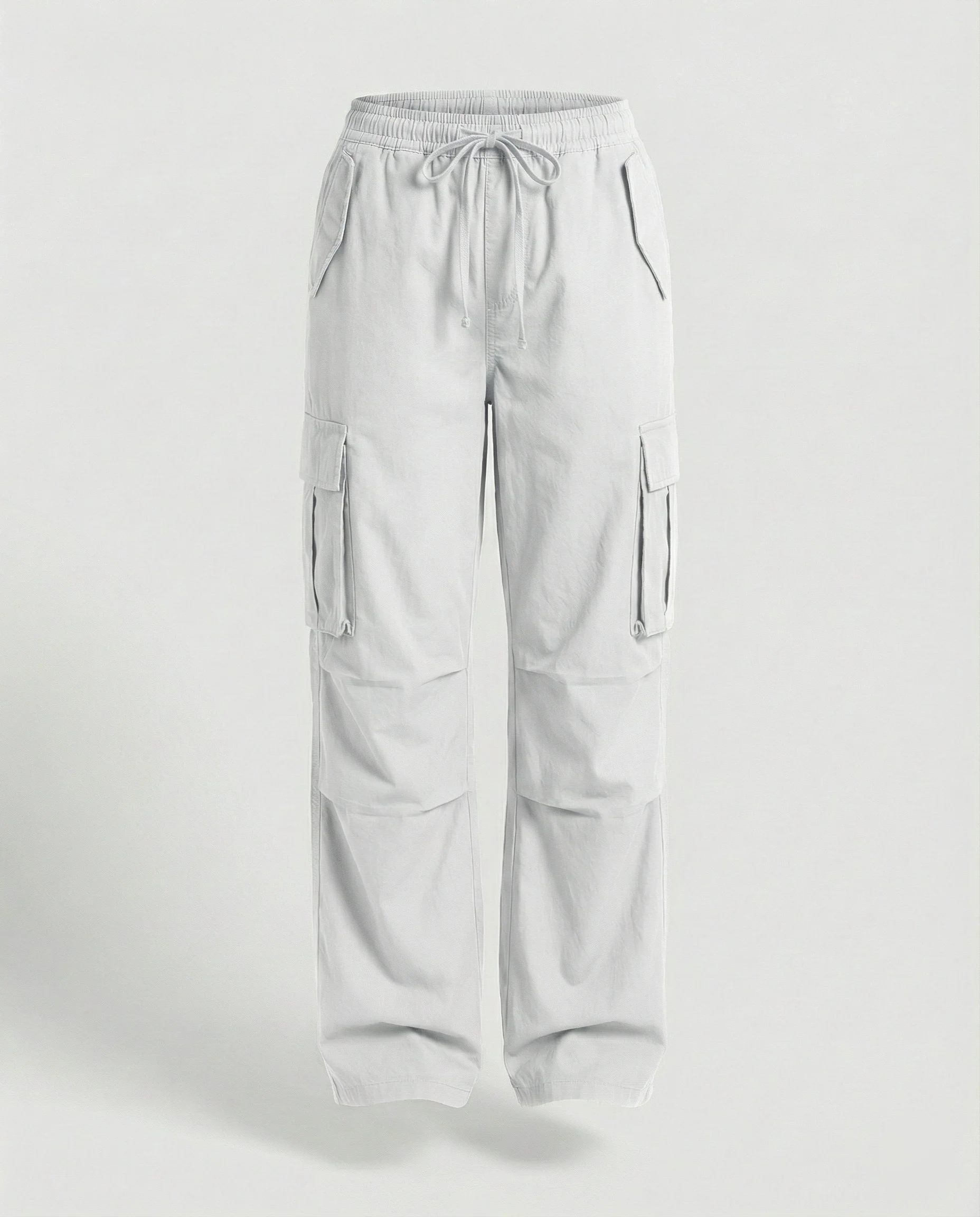 Damen weite Cargo-Hose im Retro-Utility-Stil mit hochgeschnittenem Bund Tunnelzug Mehrfachklappentaschen und verstellbaren Seitenschlaufen Heidi-Mode - Image 8
