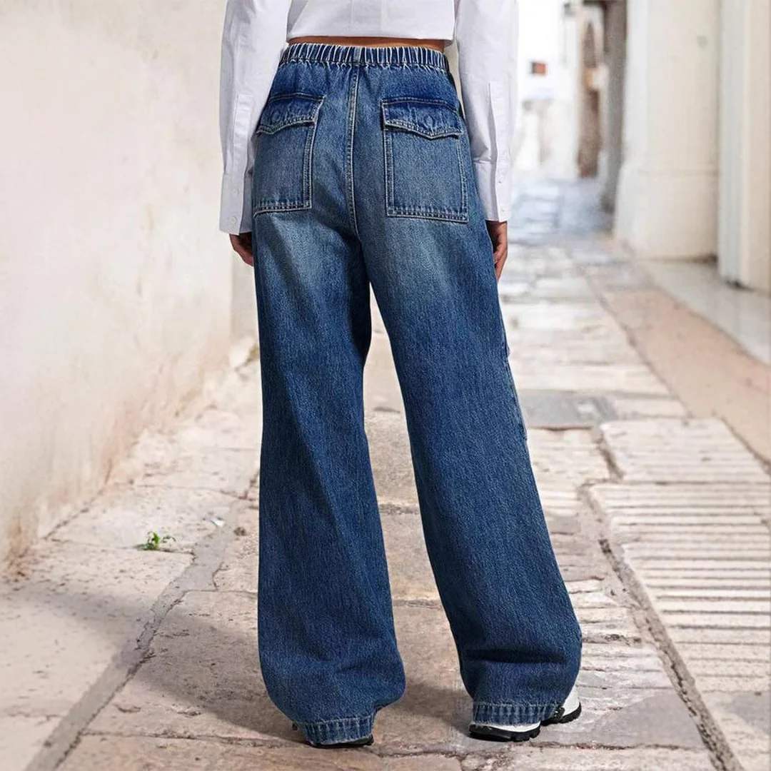 Damen Weite Denim-Hose mit elastischem Bund und lässigem Schnitt Heidi-Mode - Image 3