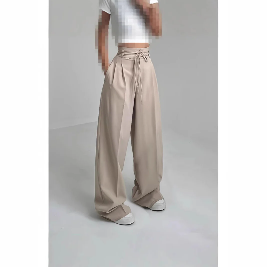 Damen Weite Hochbund-Hose mit raffinierter Drapierung Heidi-Mode