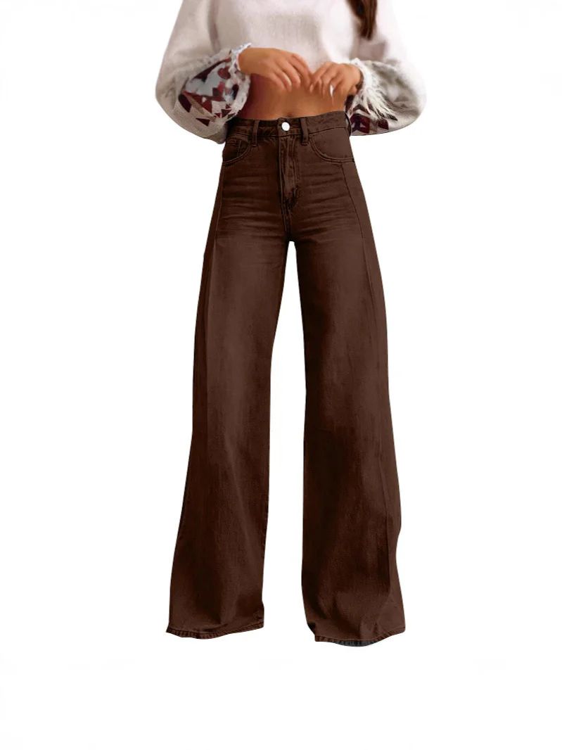 Damen Weite Hochtaillierte Jeans mit markanten Nähten - Image 7