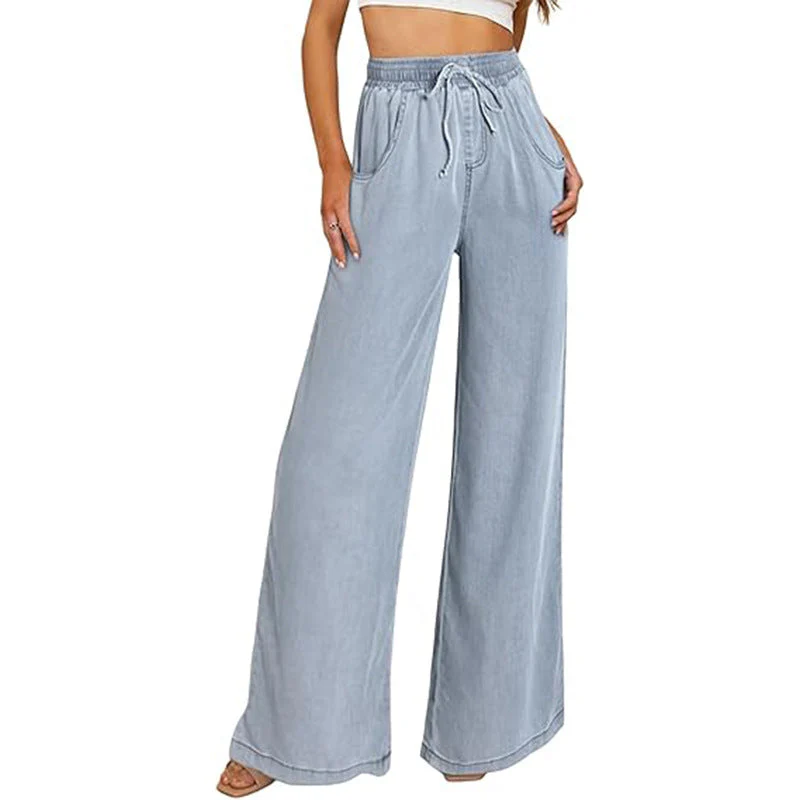 Damen Weite Jeanshose mit Elastischem Bund und Seitlichen Taschen Heidi-Mode - Image 3