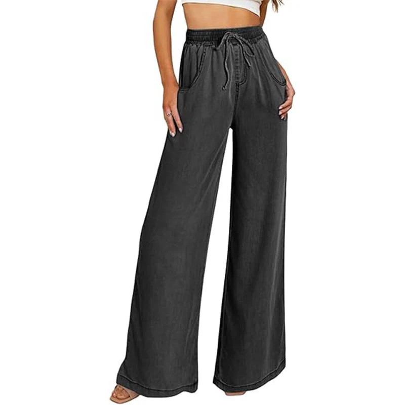 Damen Weite Jeanshose mit Elastischem Bund und Seitlichen Taschen Heidi-Mode - Image 4