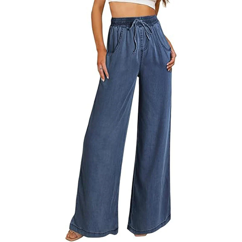 Damen Weite Jeanshose mit Elastischem Bund und Seitlichen Taschen Heidi-Mode - Image 6