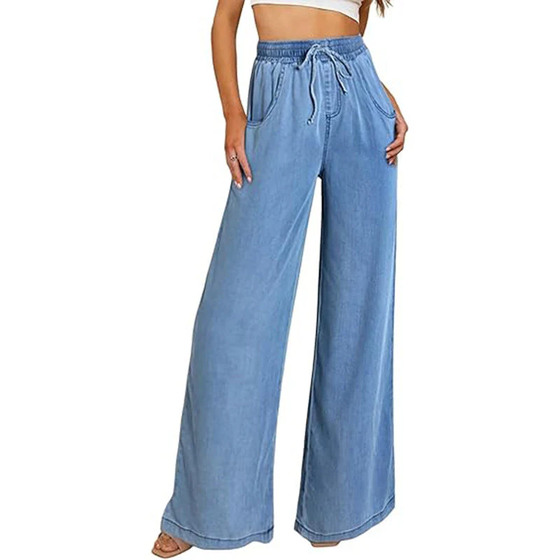 Damen Weite Jeanshose mit Elastischem Bund und Seitlichen Taschen Heidi-Mode - Image 9